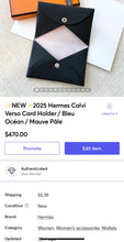 Load image into Gallery viewer, ✨NEW✨2025 Hermes Calvi Verso Card Holder / Bleu Océan / Mauve Pâle
