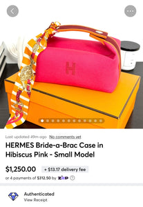 HERMES Bride-a-Brac Case in Hibiscus Pink - Small Model