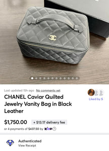 ▪️SOLD▪️CHANEL Caviar Quilted Jewelry Vanity Bag in Black Leather