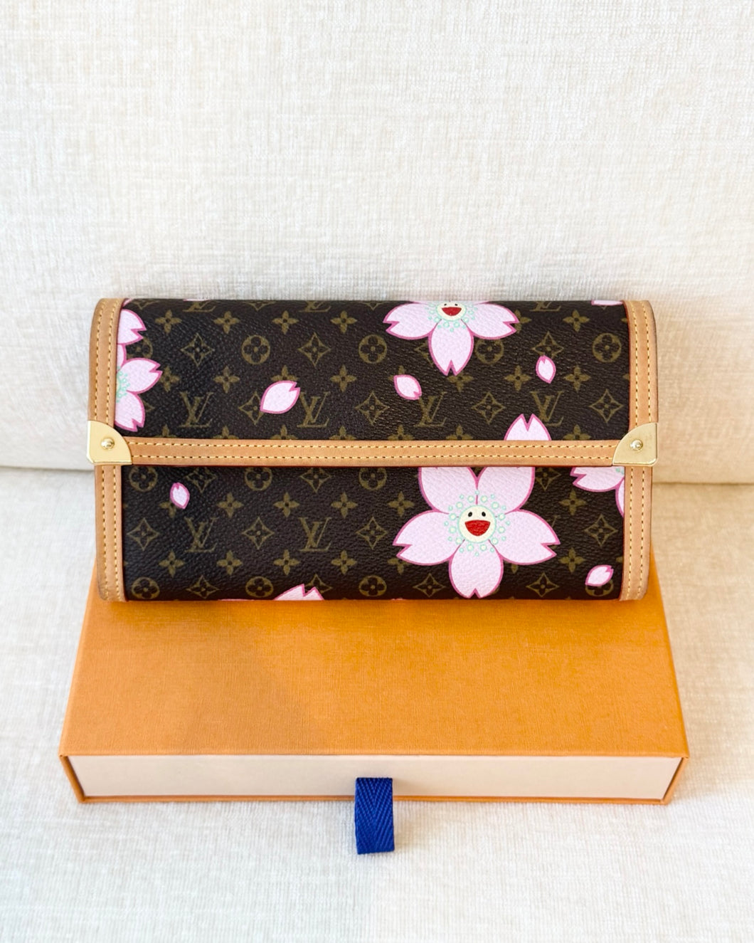 LOUIS VUITTON Takashi Murakami Cherry Blossom Monogram Long Wallet