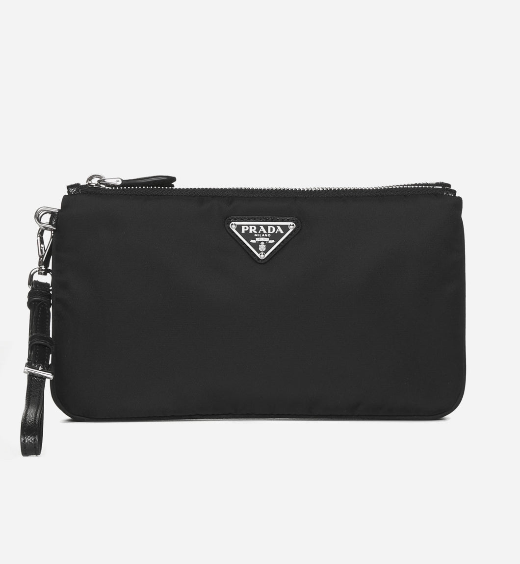 PRADA Tessuto Nylon Wristlet Pouch - Nero