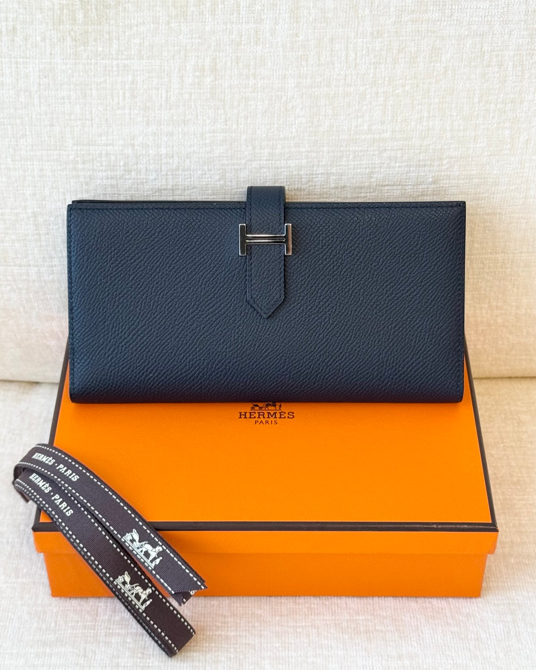 HERMES 2022 Bearn Wallet in Bleu Indigo / Epsom Leather