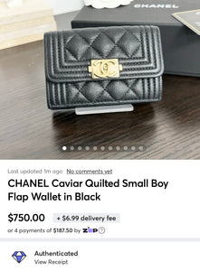 CHANEL Caviar Quilted Small Boy Flap Wallet in Black