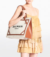 Load image into Gallery viewer, BALMAIN Canvas B-Army 42 Tote Bag in Gem Naturel
