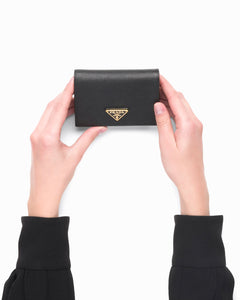 PRADA Small Saffiano Leather Wallet in Black