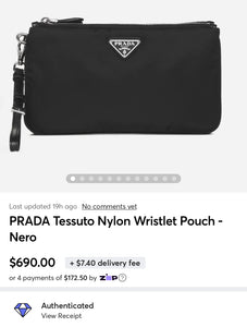 PRADA Tessuto Nylon Wristlet Pouch - Nero