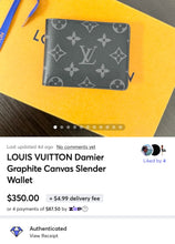 Load image into Gallery viewer, LOUIS VUITTON Damier Graphite Canvas Slender Wallet
