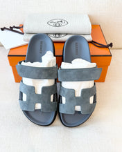 Load image into Gallery viewer, HERMES 2024 Suede Chypre Techno Sandals / Bleu Tonnerre / EU38

