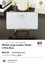 Load image into Gallery viewer, PRADA Large Leather Wallet in Pale Blue
