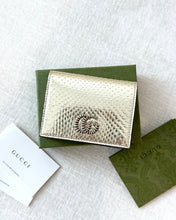 Load image into Gallery viewer, GUCCI GG Marmont Python Card Case Wallet / Gold
