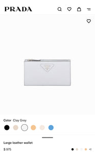 PRADA Large Leather Wallet in Pale Blue