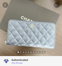 Load image into Gallery viewer, CHANEL Classic Metallic Grained Calfskin Long Zipped Wallet in Blue
