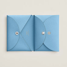 Load image into Gallery viewer, HERMES 2023 Calvi Duo Compact Card Holder - Celeste / Epsom
