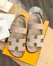 Load image into Gallery viewer, HERMES Genius Suede Goatskin Sandals in Beige Sable - EU37
