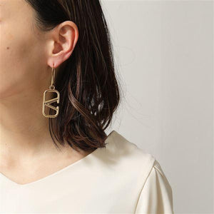 VALENTINO VLogo Gold Tone Drop Earrings