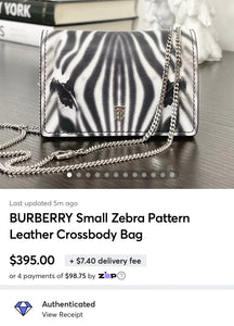 BURBERRY Small Zebra Pattern Leather Crossbody Bag