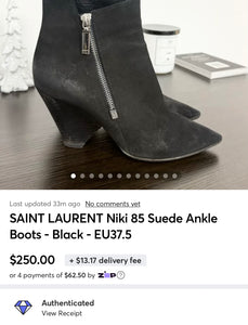 SAINT LAURENT Niki 85 Suede Ankle Boots - Black - EU37.5