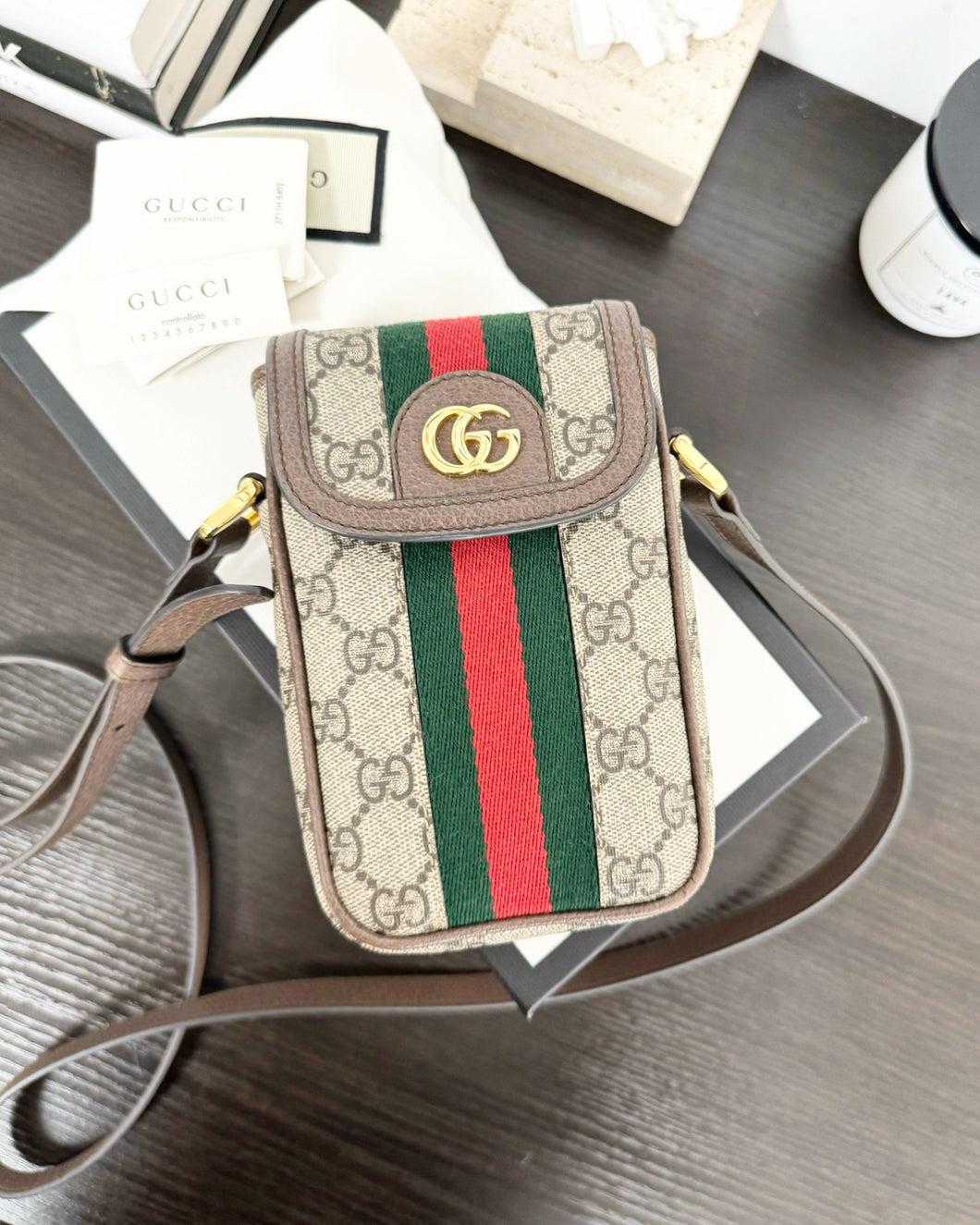 ▪️SOLD▪️GUCCI GG Supreme Monogram Web Mini Ophidia Crossbody Bag