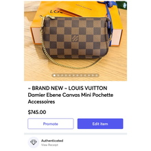 Load image into Gallery viewer, LOUIS VUITTON Damier Ebene Canvas Mini Pochette Accessoires
