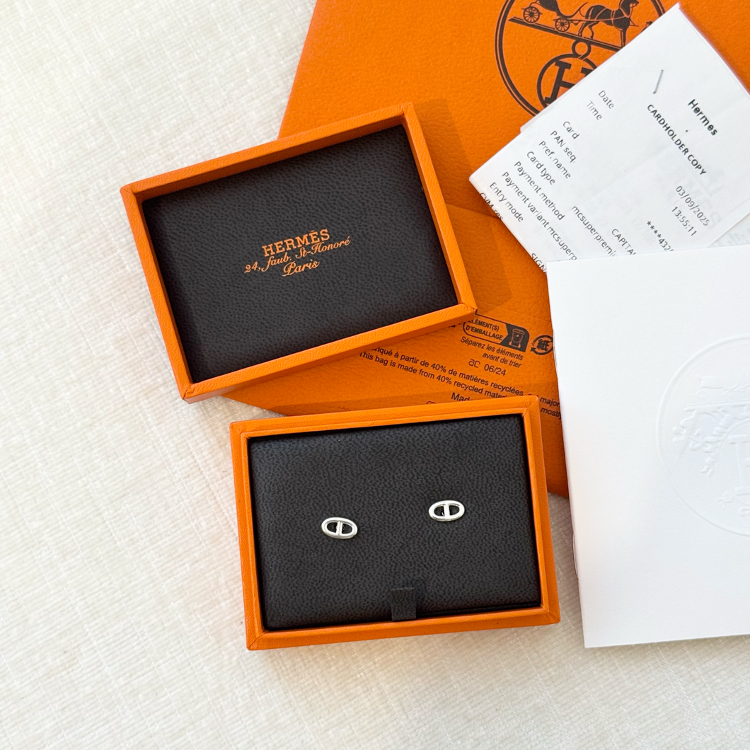 NEW! 2025 Hermes Farandole Very Small Model Earrings in Sterling Silver