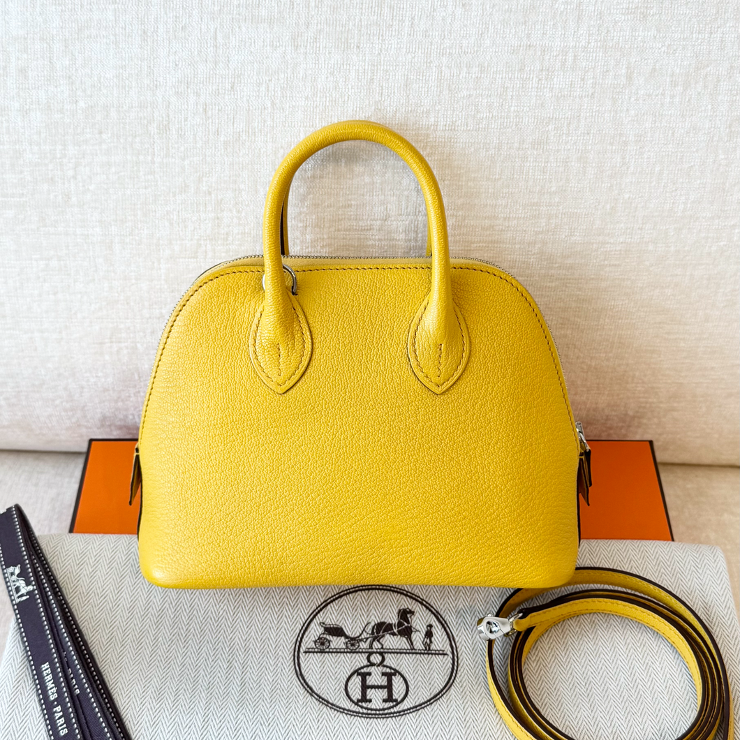 Hermès Mini 1923 Bolide Bag / Sun Chevre Mysore / Palladium Hardware