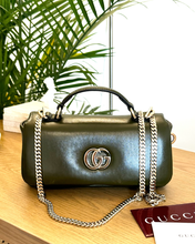 Load image into Gallery viewer, GUCCI GG Milano Mini Leather Top Handle Bag in Dark Olive
