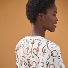 Load image into Gallery viewer, HERMES 2024 “Panoplie Tout Cuir” Cotton Straight Dress / Blanc Naturel / EU 34
