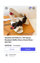 Load image into Gallery viewer, 🍒 LOUIS VUITTON LV x TM Takashi Murakami Raffia Cherry Cherie Mule / (EU) 38.5
