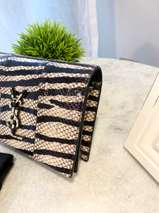 SAINT LAURENT Snakeskin Zebra Print  Monogram Toy Kate Crossbody Bag