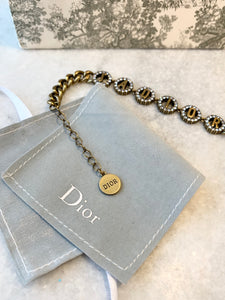 DIOR J'ADIOR Antique Gold-Finish Metal White Crystals Bracelet