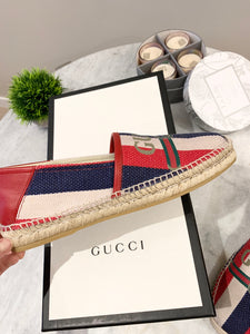 GUCCI Men's Blue Logo Sylvie Canvas Espadrille UK8/US9