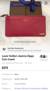 LOUIS VUITTON Calfskin Jeanne Wallet Zippy Coin Insert In Fuchsia