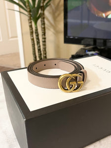 [SOLD] GUCCI GG Leather Belt in Dusty Pink 85-34