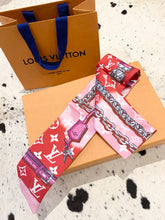 Load image into Gallery viewer, ▪️SOLD▪️LOUIS VUITTON Silk Monogram Confidential Bandeau In Red
