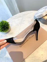 Load image into Gallery viewer, GIANVITO ROSSI Plexi 85mm Suede PVC Pumps In Black EU37.5
