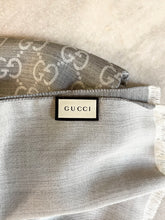 Load image into Gallery viewer, GUCCI GG Unisex Jacquard Giant Plus Silk Wool Shawl in Gray
