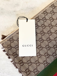 ▪️SOLD▪️GUCCI GG Unisex Verbier Jacquard Knit Scarf in Brown