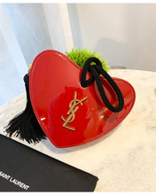 Load image into Gallery viewer, SAINT LAURENT Patent Leather Sac Coeur Heart Shape Clutch In Red
