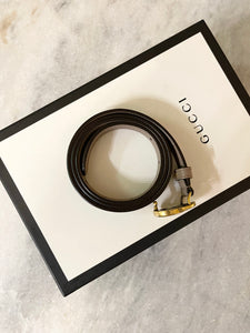 [SOLD] GUCCI GG Leather Belt in Dusty Pink 85-34