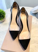 Load image into Gallery viewer, GIANVITO ROSSI Plexi 85mm Suede PVC Pumps In Black EU37.5
