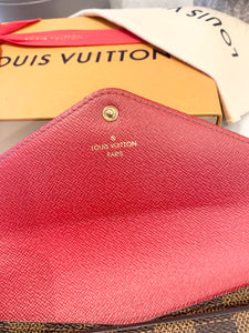 LOUIS VUITTON Damier Ebene Josephine Wallet In Fuchsia