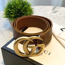 Load image into Gallery viewer, GUCCI Double G Buckle Wide Leather Belt In Brown 75/30
