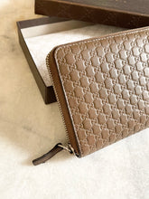 Load image into Gallery viewer, GUCCI Micro GG Guccissima XL Leather Zip Around Wallet in Dark Brown
