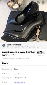 SAINT LAURENT Opyum Leather Pumps In Black/Gold Size EU 37.5