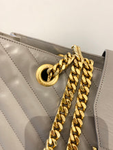 Load image into Gallery viewer, SAINT LAURENT Quilted Grained Leather Monogram Chain Bo Cassandre Tote Bag In Grey
