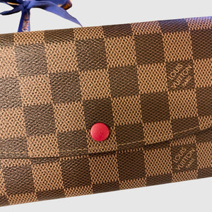 LOUIS VUITTON 2021 Damier Ebene Emilie Wallet In Rouge