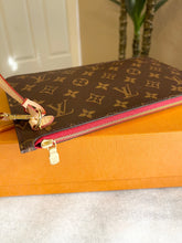 Load image into Gallery viewer, Louis Vuitton 2022 Neverfull MM Monogram Wristlet Pouch in Cherry
