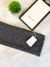 Load image into Gallery viewer, GUCCI GG Unisex Jacquard Giant Plus Silk Wool Shawl in Black
