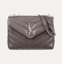 Load image into Gallery viewer, SAINT LAURENT Small Loulou Chain Shoulder Bag In Gray
