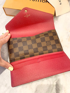 LOUIS VUITTON Damier Ebene Josephine Wallet In Fuchsia